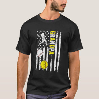 Stolzer Baseball Softball Opa Amerikanische Flagge T-Shirt