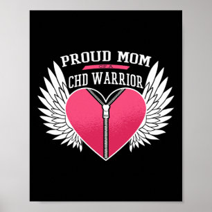 Stolzer Chd-Krieger-Mama-Reißverschluss-Herz mit E Poster