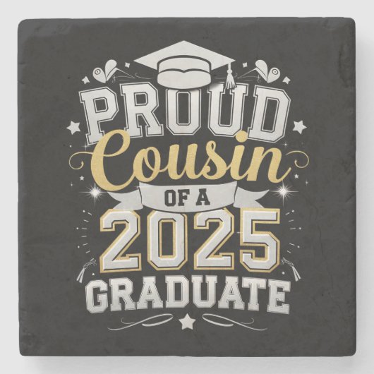 Stolzer Cousin eines 2025-Grad-Abschlusses Steinuntersetzer (Vorderseite)