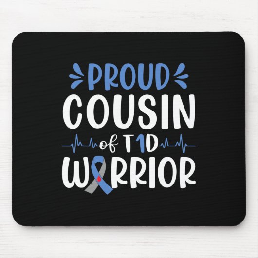 Stolzer Cousin T1d Krieger Diabetes Bewusstsein Bl Mousepad (Vorne)
