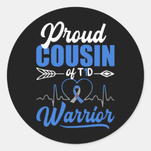 Stolzer Cousin T1d Krieger Diabetes Bewusstsein Bl Runder Aufkleber