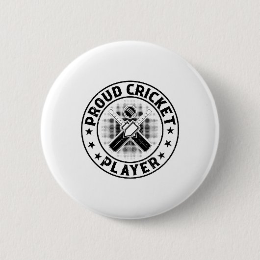 Stolzer Cricket-Spieler - Cricket spielender Crick Button (Vorderseite)