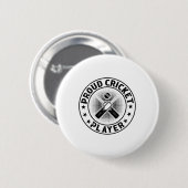 Stolzer Cricket-Spieler - Cricket spielender Crick Button (Vorne & Hinten)