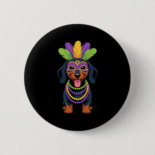 Stolzer Dachshund Mardi Gras Hunde Liebhaber Lusti Button