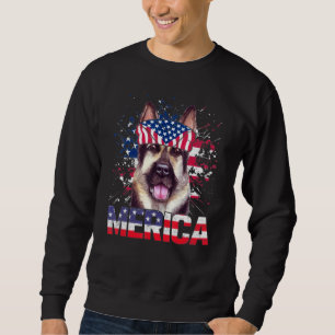 Stolzer Deutscher Schäferhund Amerikanische Flagge Sweatshirt