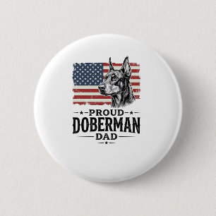 Stolzer Dobermann-Vater Vintage-Flagge Vektor-Desi Button