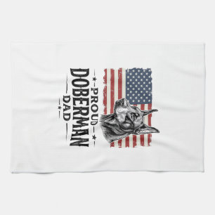 Stolzer Dobermann-Vater Vintage-Flagge Vektor-Desi Geschirrtuch