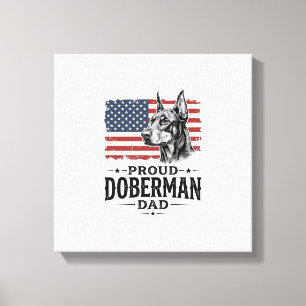 Stolzer Dobermann-Vater Vintage-Flagge Vektor-Desi Leinwanddruck