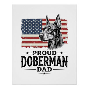 Stolzer Dobermann-Vater Vintage-Flagge Vektor-Desi Poster