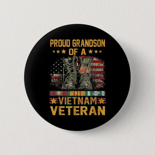 Stolzer Enkel einer vietnamesischen Veteranenflagg Button (Vorderseite)