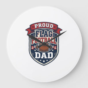 Stolzer Flag Football Vater Vintage Patriotisches  Große Wanduhr