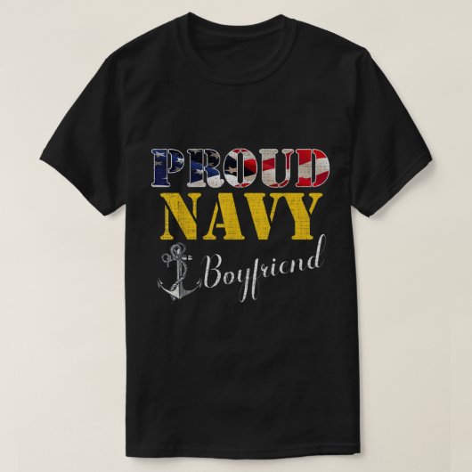 Stolzer Freund der Marine mit amerikanischer Flagg T-Shirt (Design vorne)