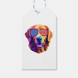 Stolzer Golden Retriever Amerikanische Flagge Sonn Geschenkanhänger