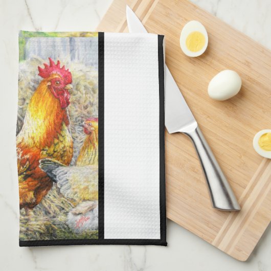 Stolzer Hahn Geschirrtuch (Viertel Falte)