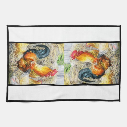 Stolzer Hahn Geschirrtuch (Horizontal)