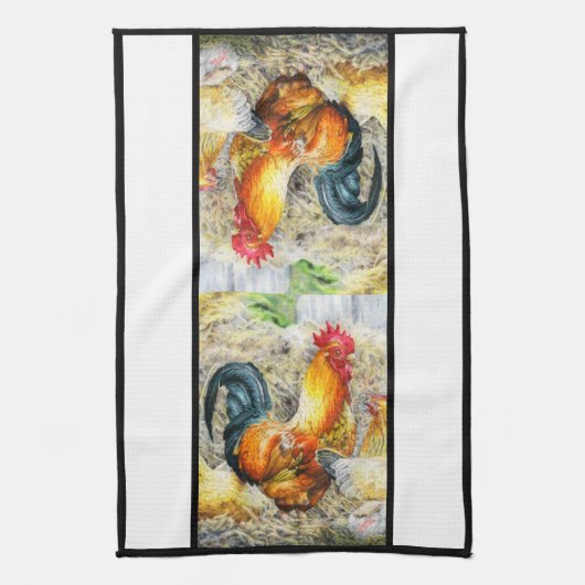 Stolzer Hahn Geschirrtuch (Vertikal)