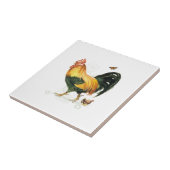 Stolzer Hahn mit Henne und Hühnern Fliese (Seite)