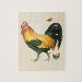 Stolzer Hahn mit Henne und Hühnern Puzzle (Vertikal)