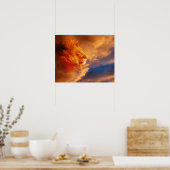Stolzer Löwe in Sonnenuntergangswolken Poster (Küche)
