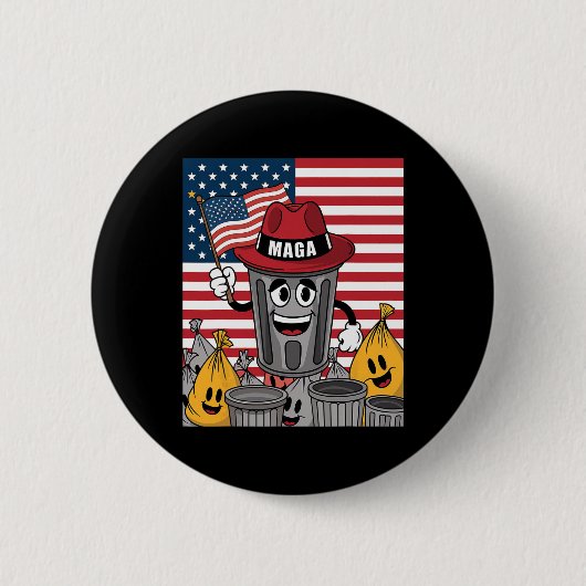 Stolzer Mega-Müll Trump-Anhänger Mülltonnen-Carto Button (Vorderseite)