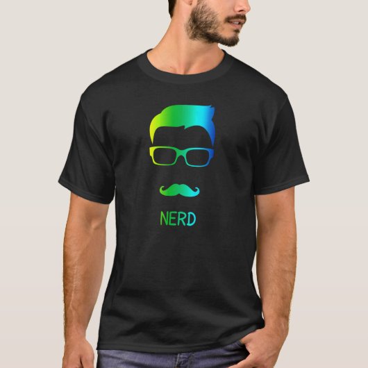Stolzer Nerd mit Brille und Mustache T-Shirt (Vorderseite)
