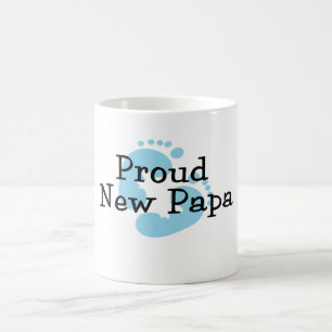Stolzer neuer Papa Baby Jungen Fußabdrücke Kaffeetasse