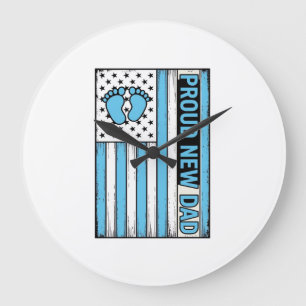 stolzer neuer Vater Babyfüße Flagge Vektor Design_ Große Wanduhr