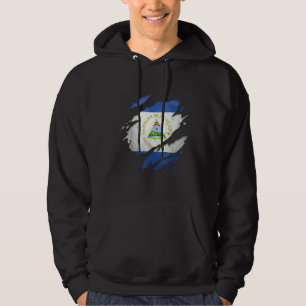 stolzer Nicaraguaner zerrissene zerrissene Flagge  Hoodie