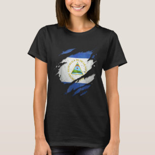 stolzer Nicaraguaner zerrissene zerrissene Flagge  T-Shirt
