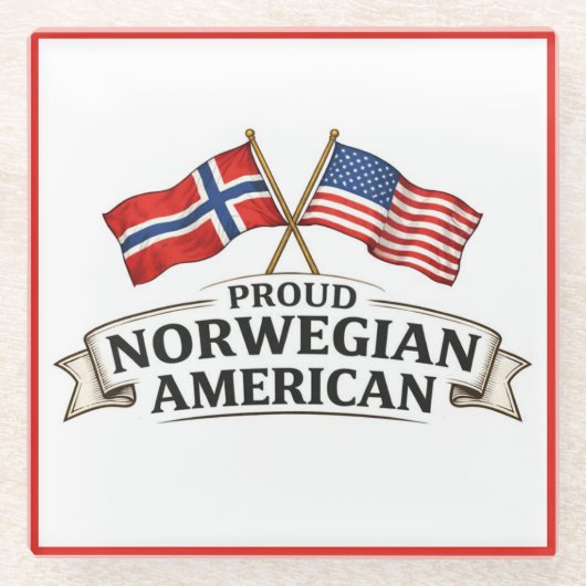 Stolzer norwegisch-amerikanischer Glasuntersetzer (Vorderseite)