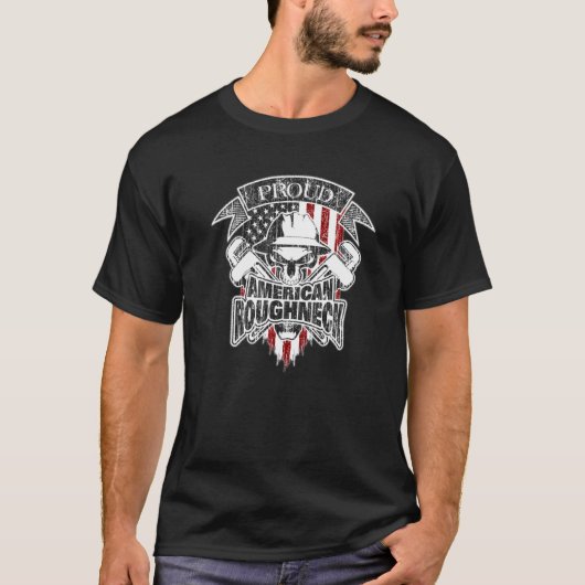 Stolzer Ölbohrinsel-Rauarbeiter Ölfeldarbeiter mit T-Shirt (Vorderseite)