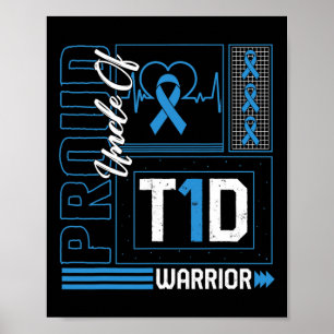 Stolzer Onkel von T1d-Warrior-Band Diabetes-Bewuss Poster