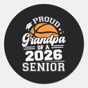 Stolzer Opa eines 2026 Senior Basketball-Absolvent Runder Aufkleber