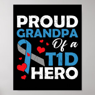 Stolzer Opa eines Typ-1-Diabetes-Held-Kriegers Su Poster