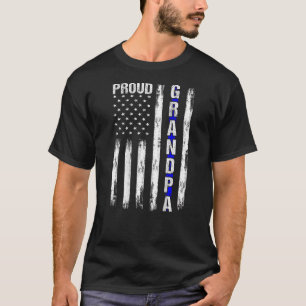 Stolzer Opa Thin Blue Line Amerikanische Flagge Po T-Shirt