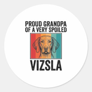 Stolzer Opa Vizsla Vintage Hundeliebhaber Design_1 Runder Aufkleber