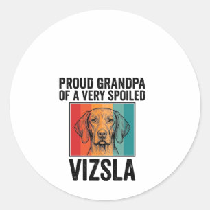 Stolzer Opa Vizsla Vintage Hundeliebhaber Design_1 Runder Aufkleber