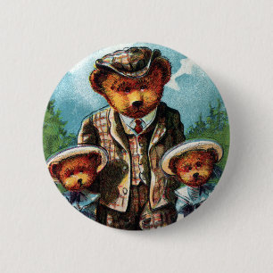 Stolzer Papa Bär - Buchstabe P - Vintage-Teddybär Button