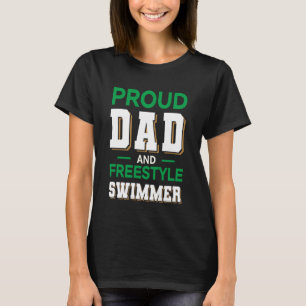 Stolzer Papa Freestyle-Schwimmer-Design Dunkelgrün T-Shirt