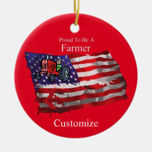 Stolzer patriotischer Farmer Flagge Thunder_Cove Keramik Ornament