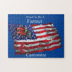 Stolzer patriotischer Farmer Flagge Thunder_Cove Puzzle