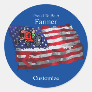 Stolzer patriotischer Farmer Flagge Thunder_Cove Runder Aufkleber