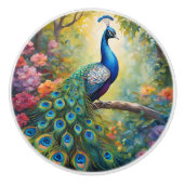 Stolzer Pfau Keramikknauf (Vorderseite)