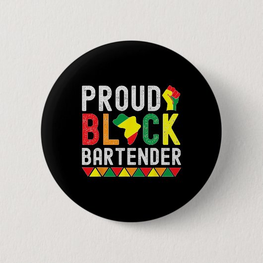 Stolzer schwarzer Barkeeper Schwarze Geschichte Mo Button (Vorderseite)