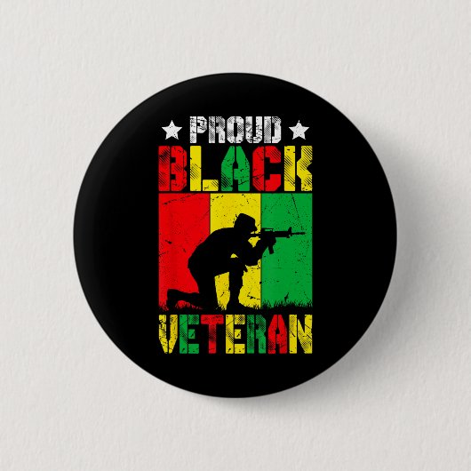 stolzer schwarzer Veteran Melanin Afroamerikanisch Button (Vorderseite)