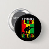 stolzer schwarzer Veteran Melanin Afroamerikanisch Button (Vorne & Hinten)