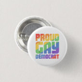 Stolzer schwuler Demokrat lustiger LGBT Button (Vorne & Hinten)