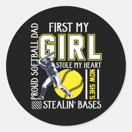 Stolzer Softball-Vater hat mir für Daddy gestohlen Runder Aufkleber (Vorderseite)