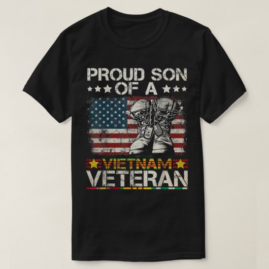 Stolzer Sohn des vietnamesischen Veteran US Flag T T-Shirt (Design vorne)