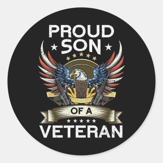 Stolzer Sohn eines erfahrenen US-Flag Proud Americ Runder Aufkleber (Vorderseite)